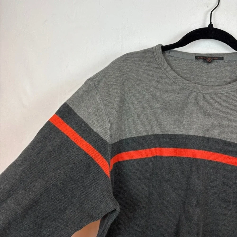 Banana Republic Mens Grey‎ Y2K 100% Cotton Long Sleeve Pullover Sweater Med 2003